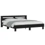 Black headboard bed frame and LED lights160x200 cm by , Beds and slatted bases - Ref: Foro24-3207533, Price: 195,61 €, Discou...