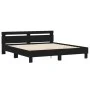 Black headboard bed frame and LED lights160x200 cm by , Beds and slatted bases - Ref: Foro24-3207533, Price: 195,61 €, Discou...