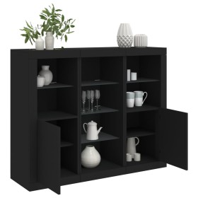 Aparadores con luces LED 3 piezas madera de ingeniería negro by , Sideboards - Ref: Foro24-3209122, Price: 199,98 €, Discount: %