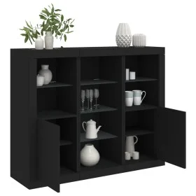 Aparadores con luces LED 3 piezas madera de ingeniería negro by , Sideboards - Ref: Foro24-3209122, Price: 202,18 €, Discount: %