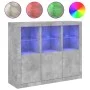 Aparador con luz LED 3 pzas madera de ingeniería gris hormigón by , Sideboards - Ref: Foro24-3209103, Price: 213,04 €, Discou...