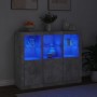 Aparador con luz LED 3 pzas madera de ingeniería gris hormigón by , Sideboards - Ref: Foro24-3209103, Price: 217,28 €, Discou...