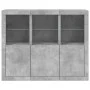 Aparador con luz LED 3 pzas madera de ingeniería gris hormigón by , Sideboards - Ref: Foro24-3209103, Price: 213,04 €, Discou...