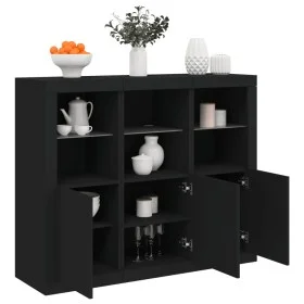 Aparadores con luces LED 3 piezas madera de ingeniería negro by , Sideboards - Ref: Foro24-3209101, Price: 216,69 €, Discount: %