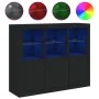 Aparadores con luces LED 3 piezas madera de ingeniería negro by , Sideboards - Ref: Foro24-3209101, Price: 216,69 €, Discount: %