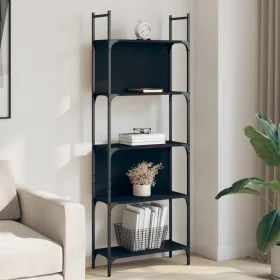 Librería de 5 estantes madera ingeniería negro 60,5x24x166,5 cm by , Bookcases and shelves - Ref: Foro24-838863, Price: 38,71...