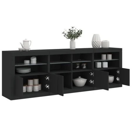Aparador con luces LED negro 202x37x67 cm by , Sideboards - Ref: Foro24-3209010, Price: 243,03 €, Discount: %