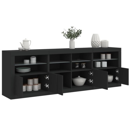 Schwarzer Schrank mit LED-Lichtern 202x37x67 cm von , Sideboards - Ref: Foro24-3209010, Preis: 236,41 €, Rabatt: %