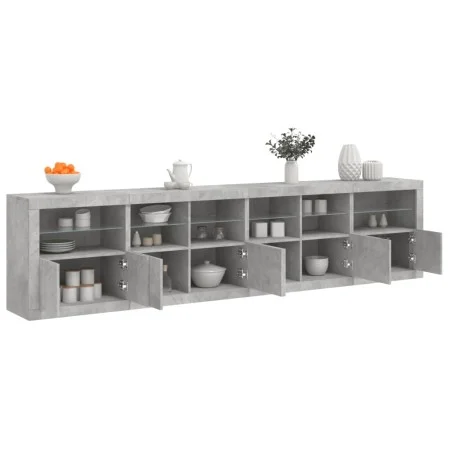 Aparador con luces LED gris hormigón 283x37x67 cm de , Aparadores - Ref: Foro24-3209019, Precio: 266,65 €, Descuento: %