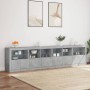 Aparador con luces LED gris hormigón 283x37x67 cm by , Sideboards - Ref: Foro24-3209019, Price: 276,62 €, Discount: %