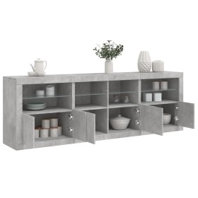 Aparador con luces LED gris hormigón 202x37x67 cm de , Aparadores - Ref: Foro24-3209012, Precio: 209,26 €, Descuento: %