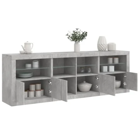 Aparador con luces LED gris hormigón 202x37x67 cm by , Sideboards - Ref: Foro24-3209012, Price: 202,23 €, Discount: %
