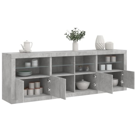 Aparador con luces LED gris hormigón 202x37x67 cm by , Sideboards - Ref: Foro24-3209012, Price: 192,49 €, Discount: %