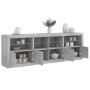 Aparador con luces LED gris hormigón 202x37x67 cm by , Sideboards - Ref: Foro24-3209012, Price: 192,49 €, Discount: %