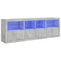 Aparador con luces LED gris hormigón 202x37x67 cm by , Sideboards - Ref: Foro24-3209012, Price: 202,23 €, Discount: %