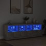 Aparador con luces LED gris hormigón 202x37x67 cm by , Sideboards - Ref: Foro24-3209012, Price: 192,49 €, Discount: %