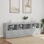 Aparador con luces LED gris hormigón 202x37x67 cm by , Sideboards - Ref: Foro24-3209012, Price: 202,23 €, Discount: %