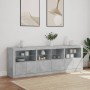 Aparador con luces LED gris hormigón 202x37x67 cm by , Sideboards - Ref: Foro24-3209012, Price: 192,49 €, Discount: %