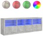 Aparador con luces LED gris hormigón 202x37x67 cm by , Sideboards - Ref: Foro24-3209012, Price: 192,49 €, Discount: %