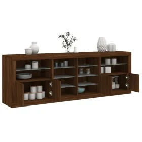 Aparador con luces LED roble marrón 202x37x67 cm by , Sideboards - Ref: Foro24-3209050, Price: 228,57 €, Discount: %