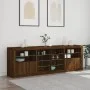 Aparador con luces LED roble marrón 202x37x67 cm by , Sideboards - Ref: Foro24-3209050, Price: 228,57 €, Discount: %