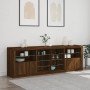 Aparador con luces LED roble marrón 202x37x67 cm by , Sideboards - Ref: Foro24-3209050, Price: 233,95 €, Discount: %