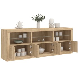 Aparador con luces LED roble Sonoma 181,5x37x67 cm by , Sideboards - Ref: Foro24-3209004, Price: 202,40 €, Discount: %