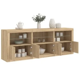 Aparador con luces LED roble Sonoma 181,5x37x67 cm by , Sideboards - Ref: Foro24-3209004, Price: 196,37 €, Discount: %