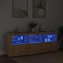 Aparador con luces LED roble Sonoma 181,5x37x67 cm by , Sideboards - Ref: Foro24-3209004, Price: 205,75 €, Discount: %