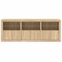 Aparador con luces LED roble Sonoma 181,5x37x67 cm by , Sideboards - Ref: Foro24-3209004, Price: 188,66 €, Discount: %