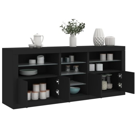 Aparador con luces LED negro 181,5x37x67 cm by , Sideboards - Ref: Foro24-3209038, Price: 208,42 €, Discount: %