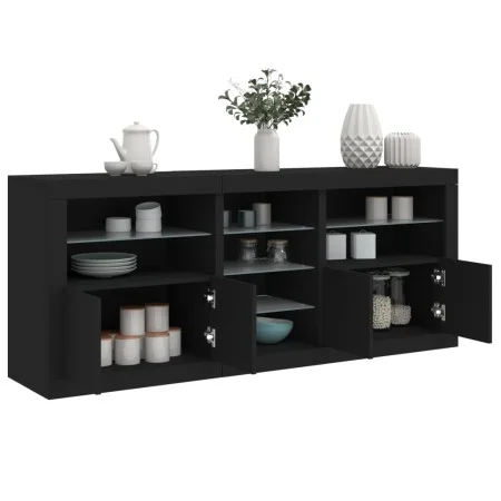 Aparador con luces LED negro 181,5x37x67 cm by , Sideboards - Ref: Foro24-3209038, Price: 220,49 €, Discount: %