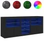 Aparador con luces LED negro 181,5x37x67 cm by , Sideboards - Ref: Foro24-3209038, Price: 220,49 €, Discount: %