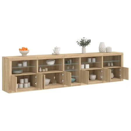 Sideboard mit LED-Lichtern in Sonoma-Eiche 283x37x67 cm. von , Sideboards - Ref: Foro24-3209025, Preis: 316,15 €, Rabatt: %