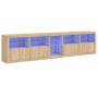 Aparador con luces LED roble Sonoma 283x37x67 cm by , Sideboards - Ref: Foro24-3209025, Price: 307,85 €, Discount: %