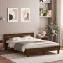 Bettgestell mit Kopfteil in Eichenbraun und LED-Leuchten, 140 x 200 cm von , Betten und Lattenroste - Ref: Foro24-3207552, Pr...