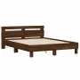 Oak brown headboard bed frame and LED lights 140x200 cm by , Beds and slatted bases - Ref: Foro24-3207552, Price: 161,93 €, D...