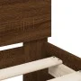Oak brown headboard bed frame and LED lights 140x200 cm by , Beds and slatted bases - Ref: Foro24-3207552, Price: 161,93 €, D...