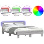 Sonoma gray headboard bed frame and LED lights 150x200 cm by , Beds and slatted bases - Ref: Foro24-3207544, Price: 161,79 €,...