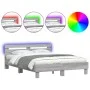 Sonoma gray headboard bed frame and LED lights 150x200 cm by , Beds and slatted bases - Ref: Foro24-3207544, Price: 159,32 €,...