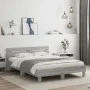 Sonoma gray headboard bed frame and LED lights 150x200 cm by , Beds and slatted bases - Ref: Foro24-3207544, Price: 159,32 €,...