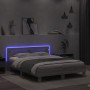 Sonoma gray headboard bed frame and LED lights 150x200 cm by , Beds and slatted bases - Ref: Foro24-3207544, Price: 161,79 €,...
