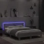 Sonoma gray headboard bed frame and LED lights 150x200 cm by , Beds and slatted bases - Ref: Foro24-3207544, Price: 159,32 €,...