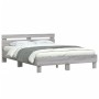 Sonoma gray headboard bed frame and LED lights 150x200 cm by , Beds and slatted bases - Ref: Foro24-3207544, Price: 161,79 €,...