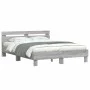 Sonoma gray headboard bed frame and LED lights 150x200 cm by , Beds and slatted bases - Ref: Foro24-3207544, Price: 159,32 €,...