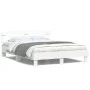 Bed frame with headboard and white LED lights 140x200 cm by , Beds and slatted bases - Ref: Foro24-3207546, Price: 139,48 €, ...