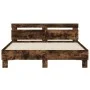 Smoked oak bed frame with headboard and LED lights 140x200cm by , Beds and slatted bases - Ref: Foro24-3207550, Price: 150,90...