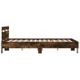 Smoked oak bed frame with headboard and LED lights 140x200cm by , Beds and slatted bases - Ref: Foro24-3207550, Price: 150,90...