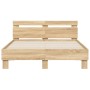 Sonoma oak engineered wood bed with headboard 120x200 cm by , Beds and slatted bases - Ref: Foro24-3207429, Price: 145,38 €, ...