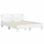 White engineered wood bed frame with headboard 135x190cm by , Beds and slatted bases - Ref: Foro24-3207441, Price: 121,70 €, ...
